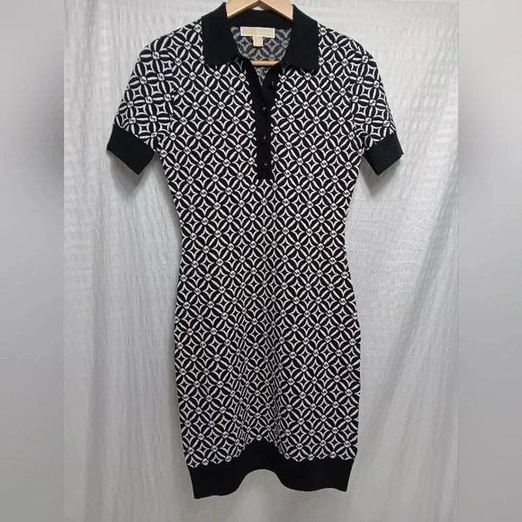 MICHAEL Michael Kors Black and White Geometric Mini Dress - Picture 2 of 14